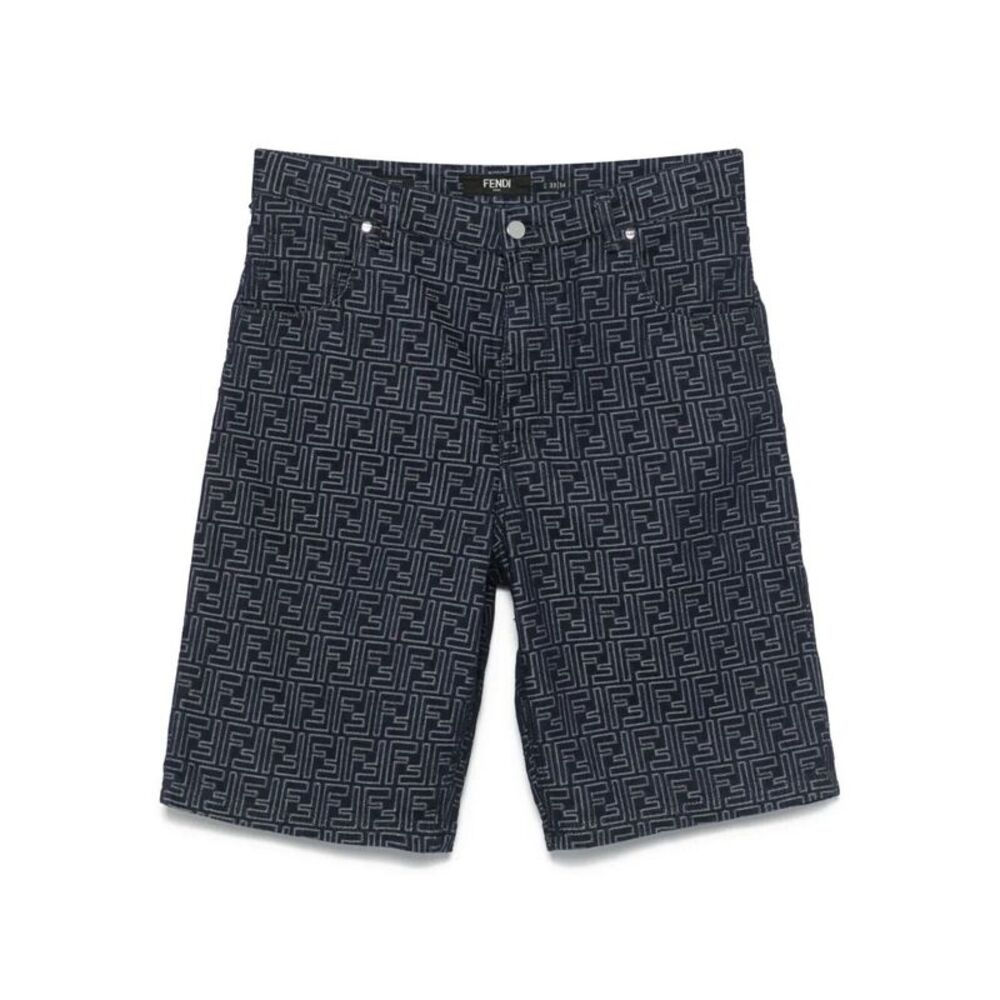 Fendi Men Ff Jacquard Denim Shorts